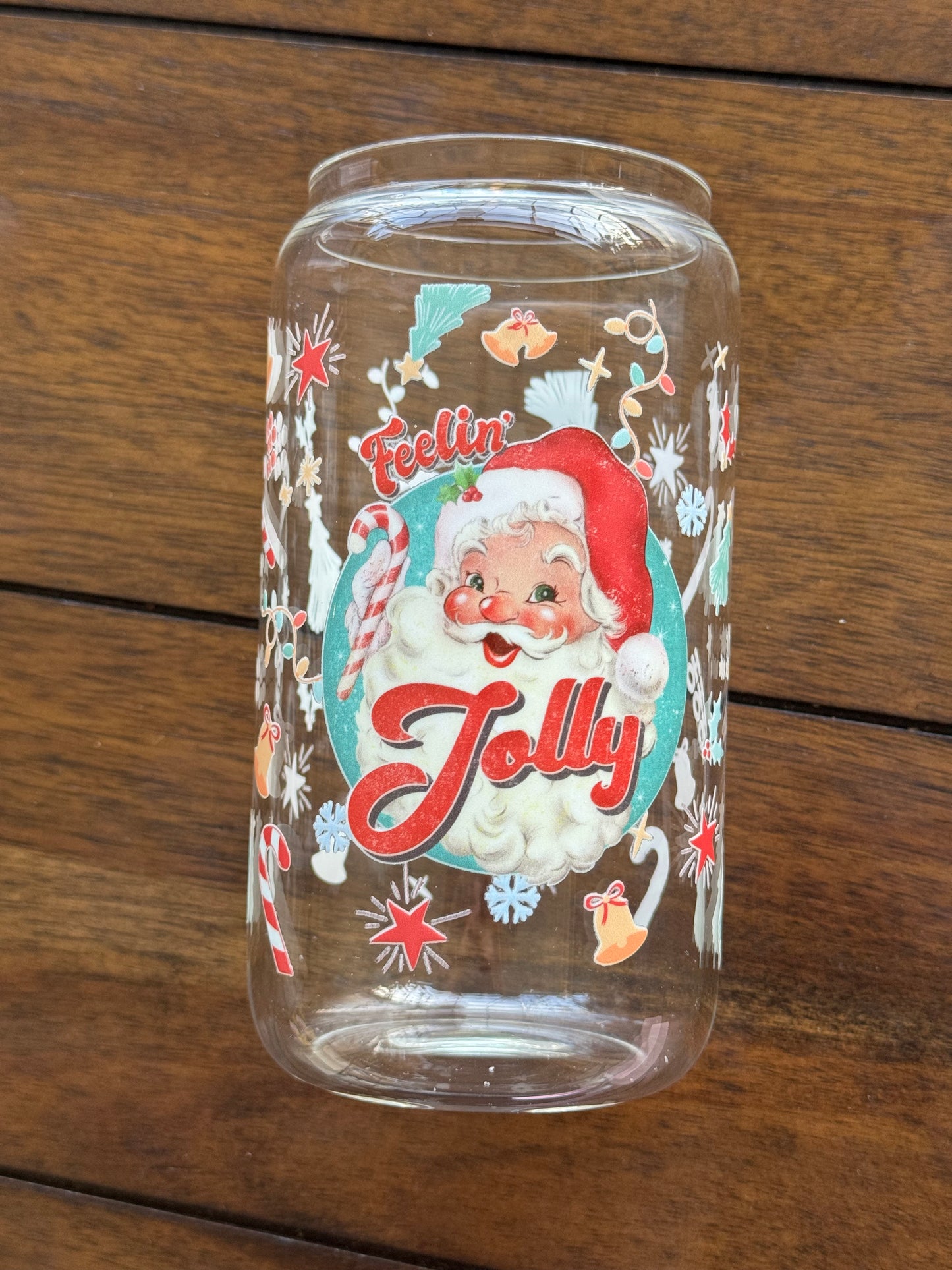 Santa 16 oz glass