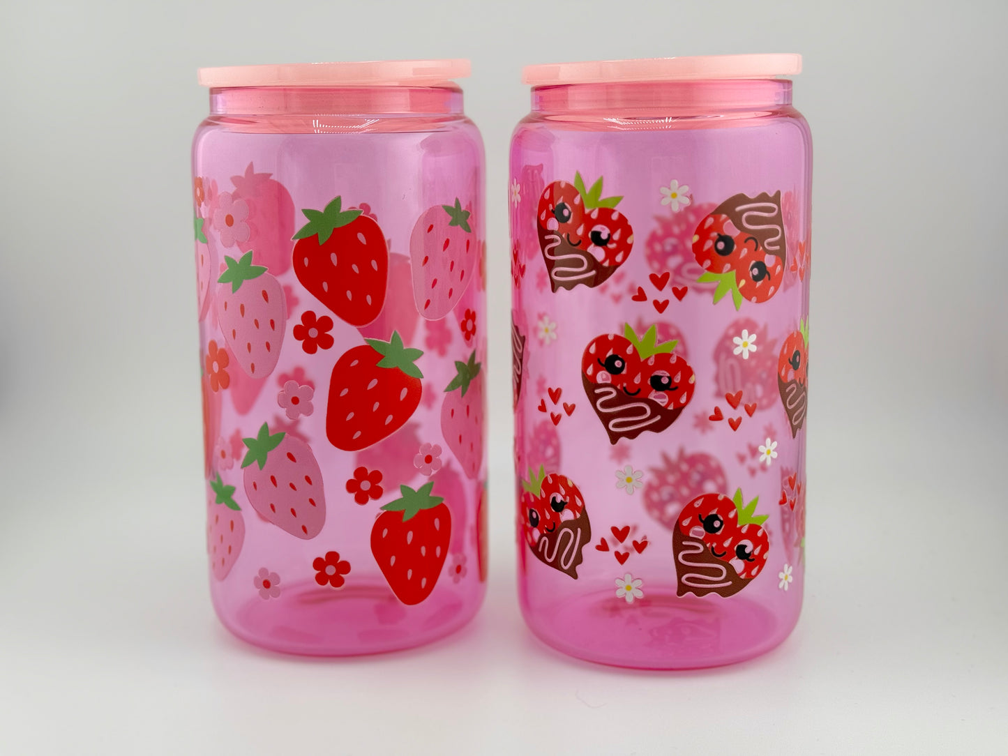 Strawberries 16oz glass cup