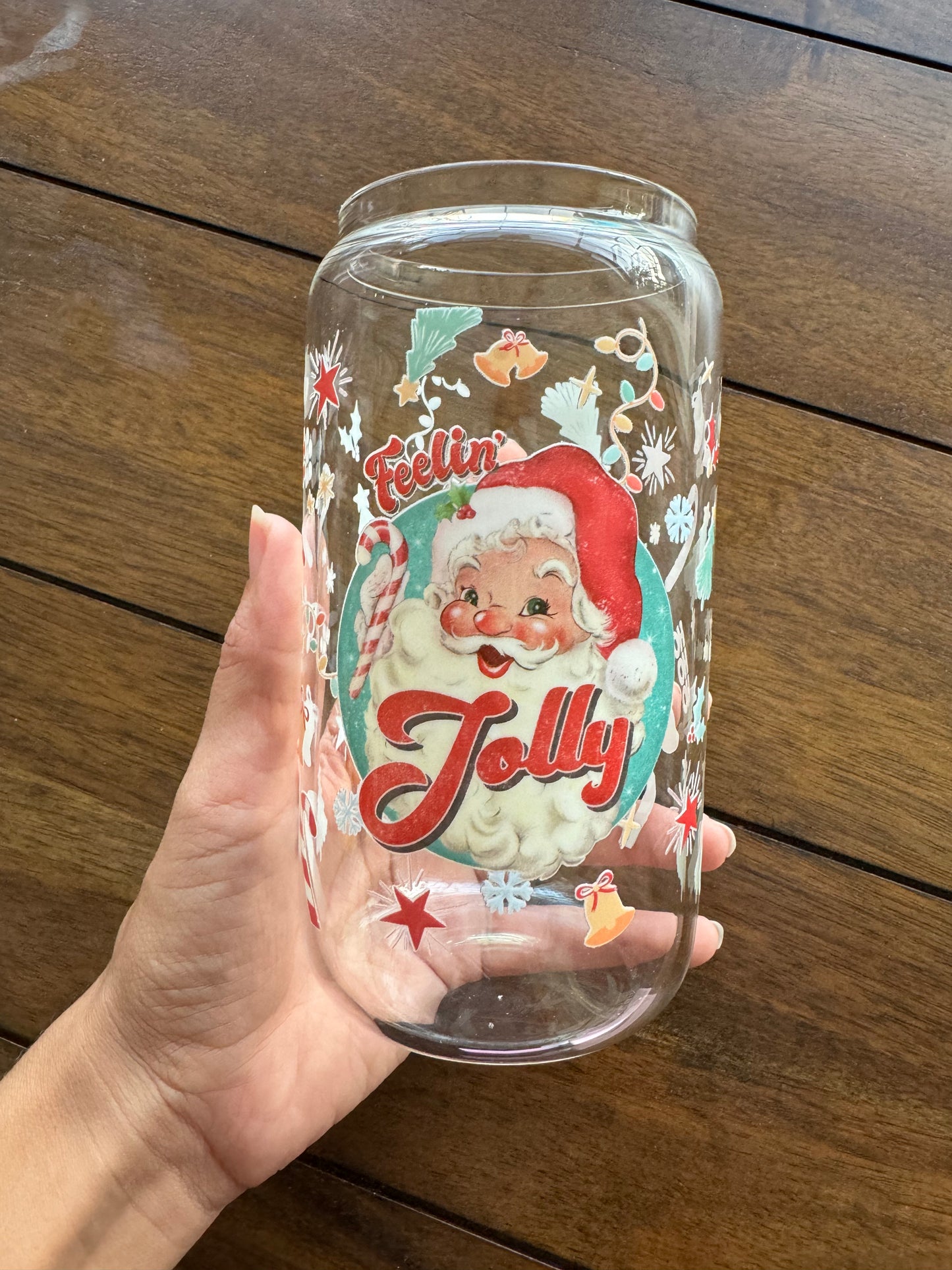 Santa 16 oz glass