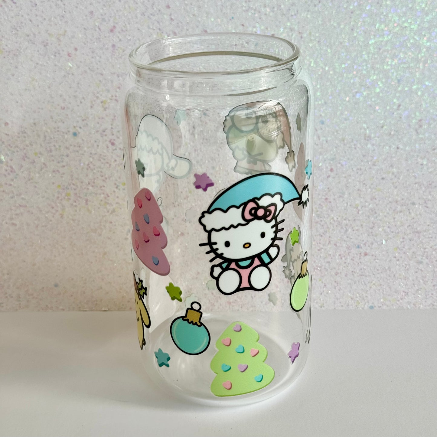 Kawaii Xmas Friends 16oz glass