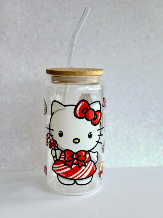 Hello Kitty Candy Cane 16oz glass