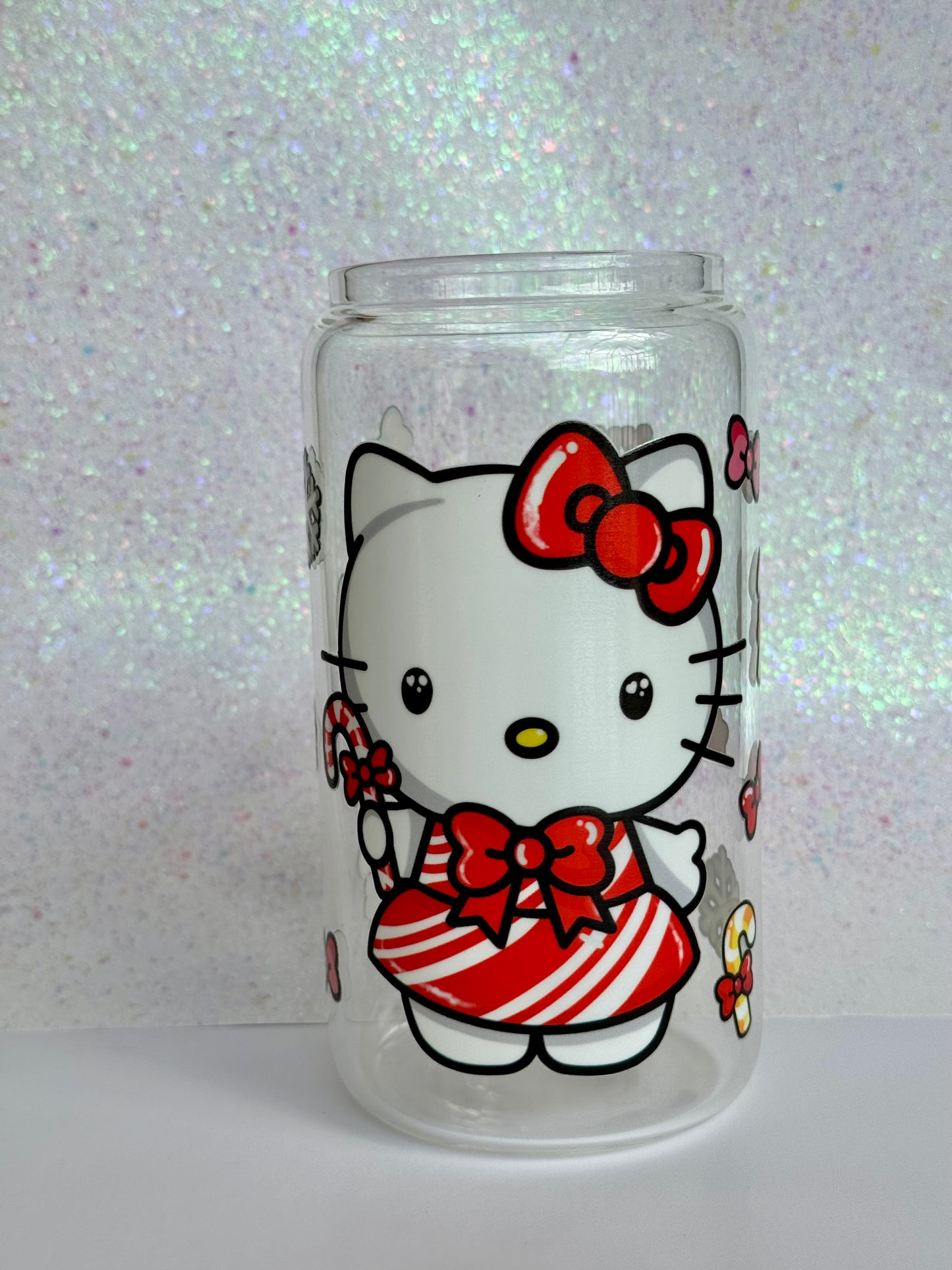 Hello Kitty Candy Cane 16oz glass