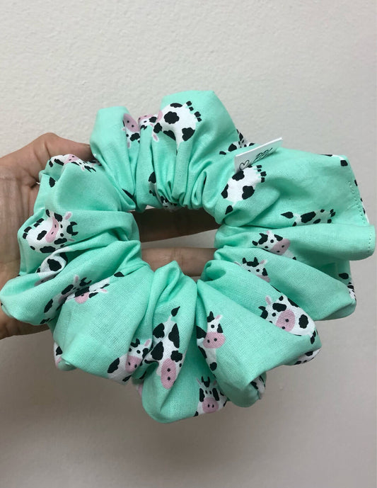 Mint Cow Scrunchie XL