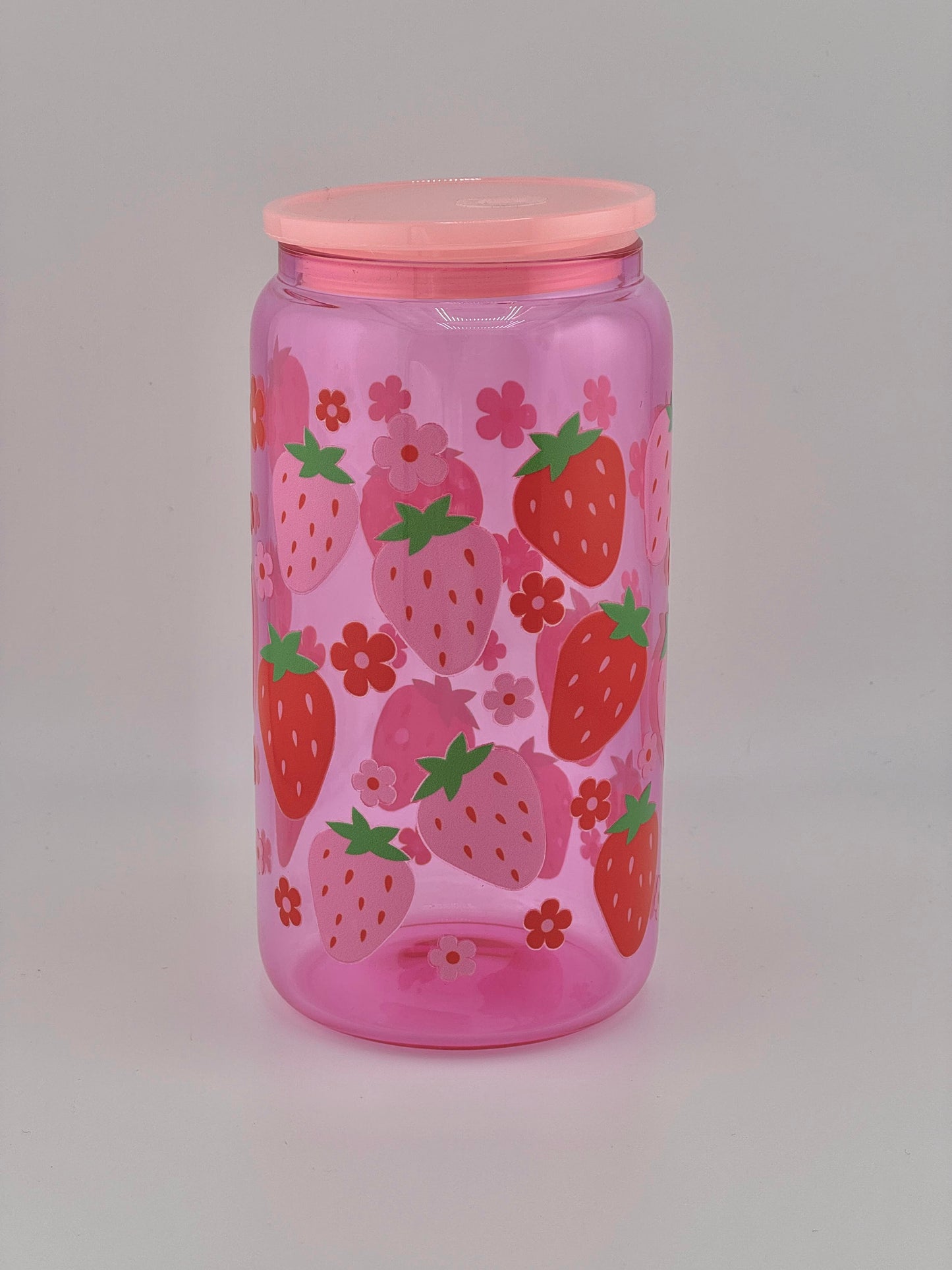 Strawberries 16oz glass cup